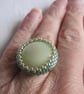 Light Green and Silver Beadwork Ring - Image 4