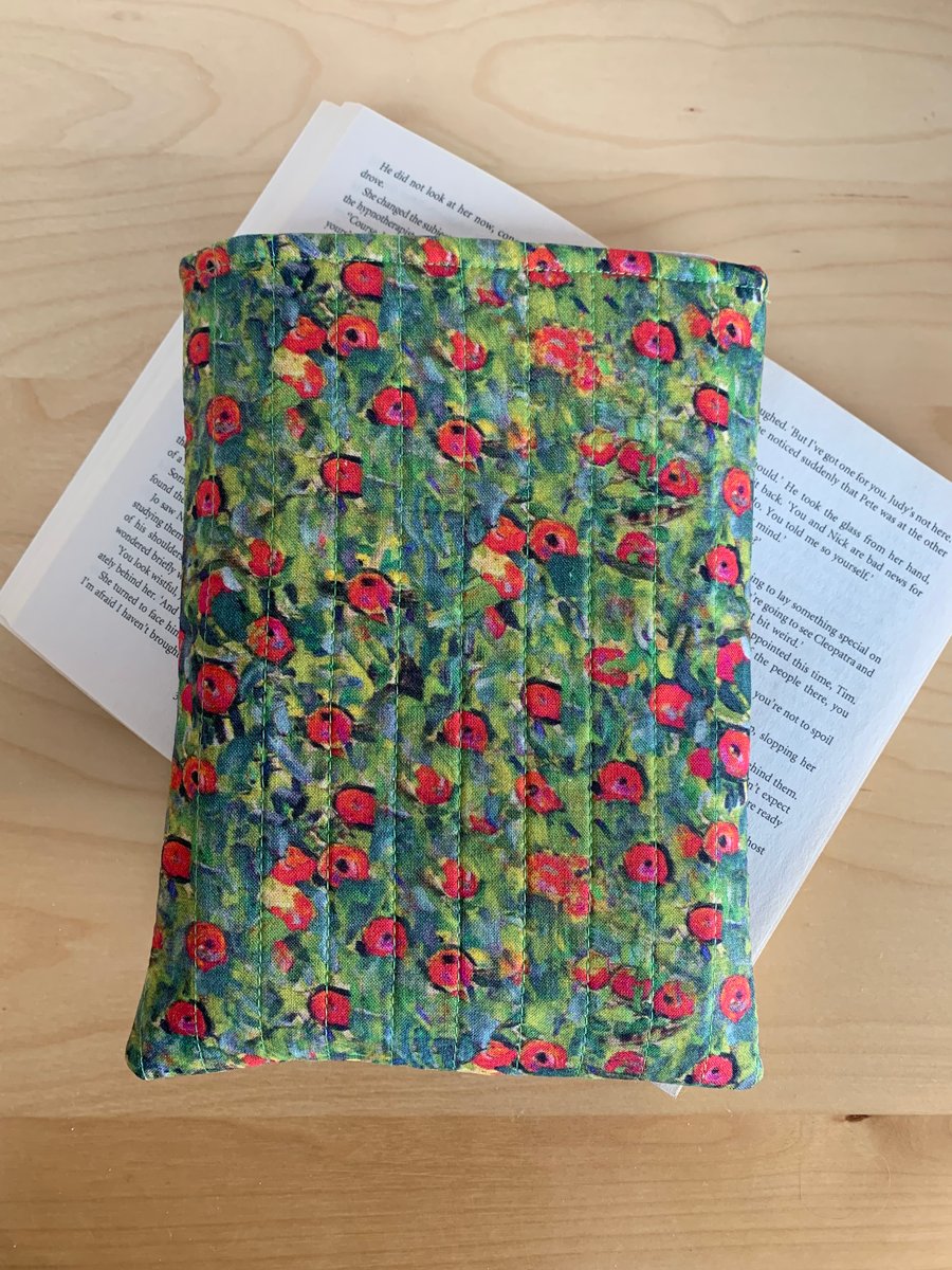 Klimt Field Of Poppies Design Quilted Fabric Book Sleeve - Paperback Size