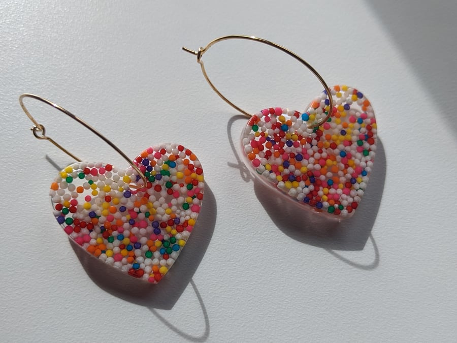 Sprinkle heart hoops large