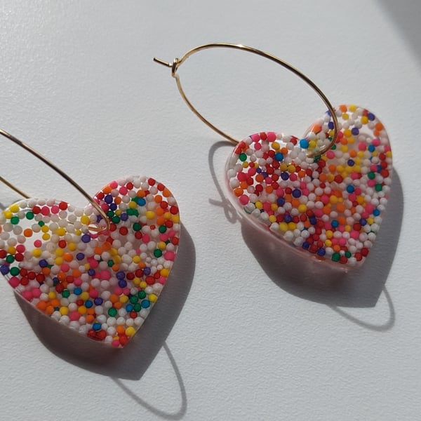 Sprinkle heart hoops large