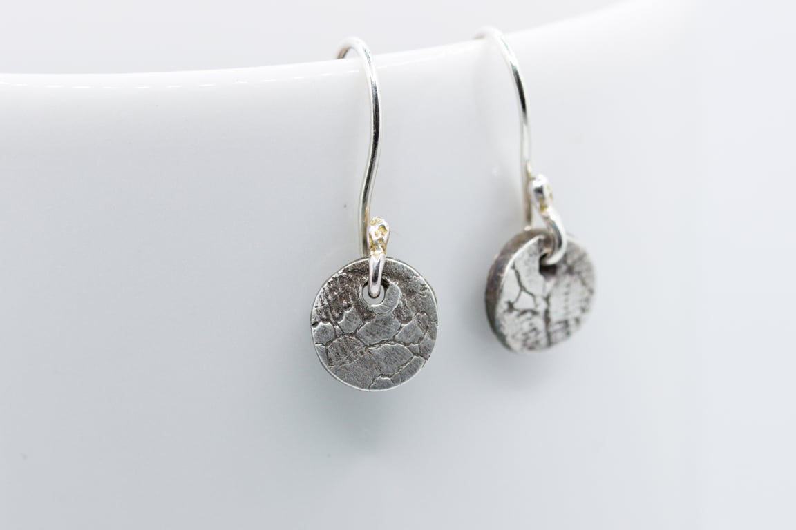 Silver Lace Pattern Dangly Earrings