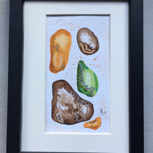 Original art Mid Green pebble 