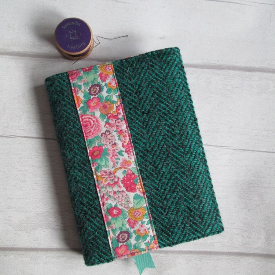 SOLD - A6 'Harris Tweed' & Liberty London Floral Print Reusable Notebook Cover