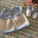 Handmade Knitted Baby Summer Cardigan & Bootees 