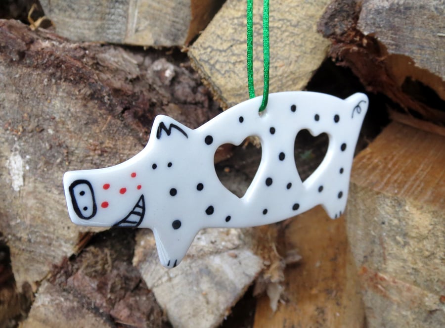 Porcelain Pig Tree Decoration