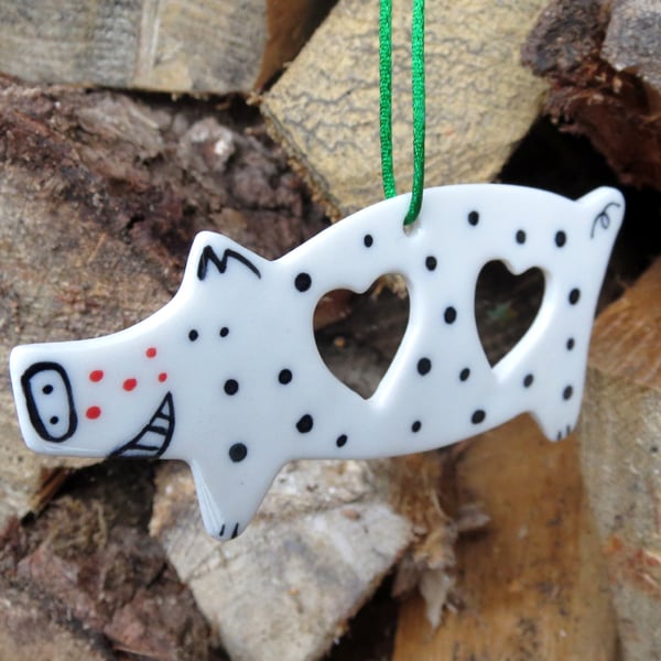 Porcelain Pig Tree Decoration