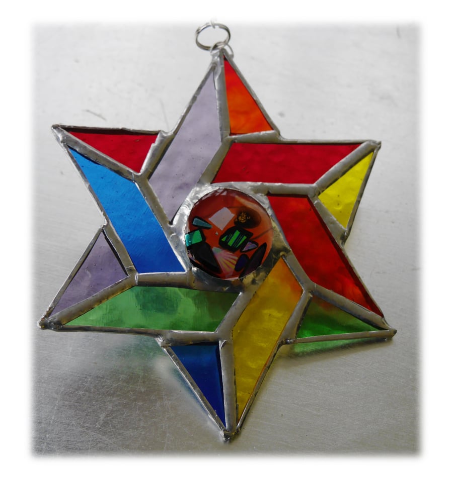 Star of David (Magen David)  Suncatcher Stained Glass  Rainbow
