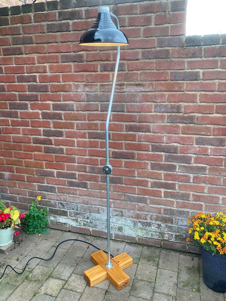 Industrial Conduit Floor Lamp with Black Shade Folksy