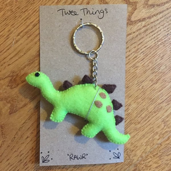 Felt dinosaur keyring