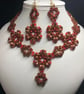 Emily handmade Seed Bead and Crystal Necklace and Earrings set