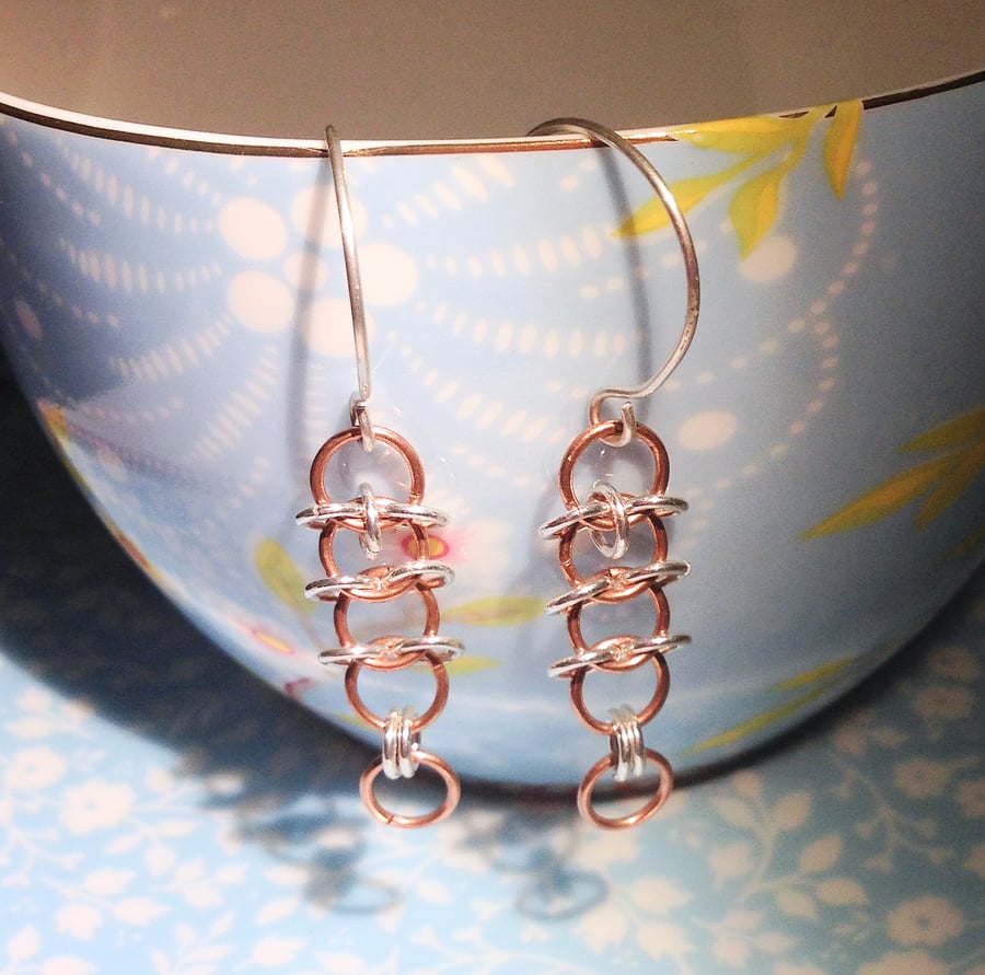 Copper and Sterling Silver Earrings (ERMMDGCM2) - UK Free Post