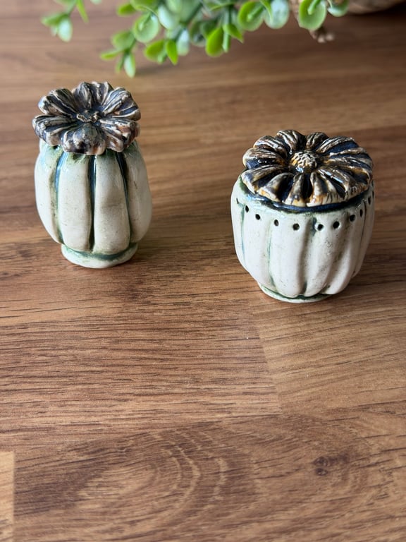 Pair Of Ceramic Poppy Heads