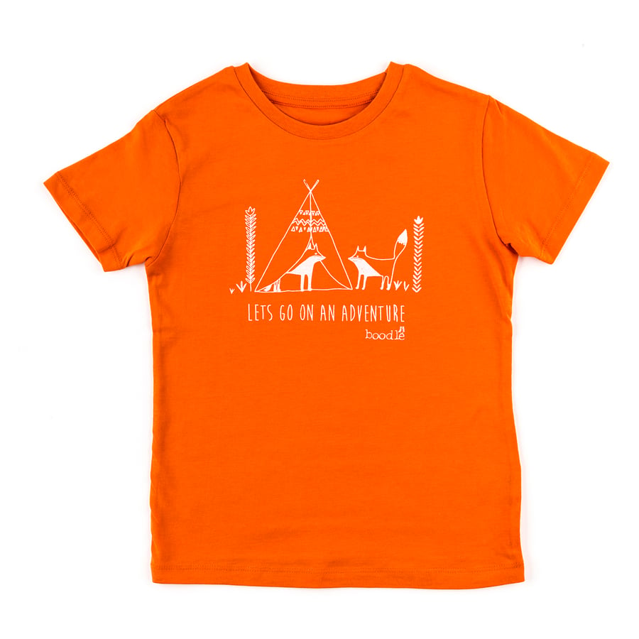 Foxes camping 'Lets go on an adventure' organic Kids T-shirt