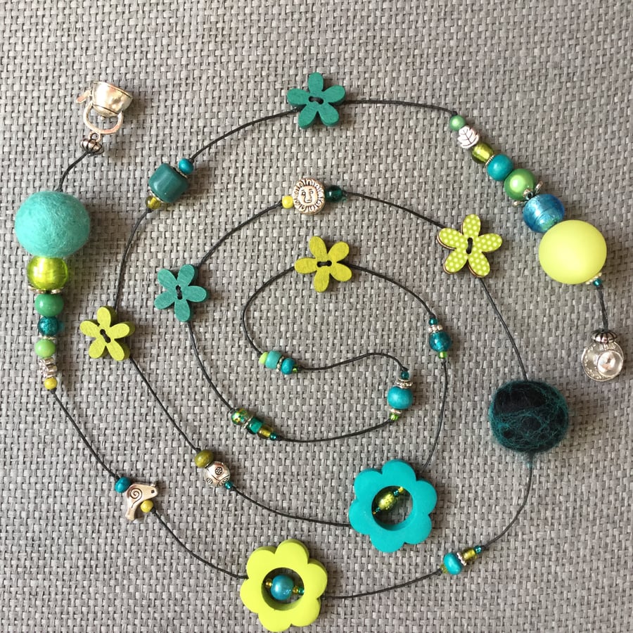 “Jade & Lime” Hotchpotch lariat necklace
