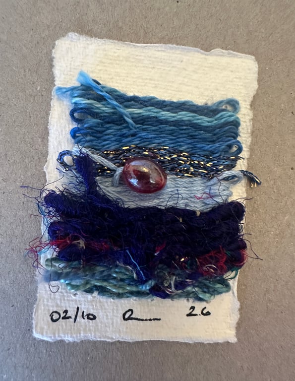 Beaded miniature weaving on card 2 of 10
