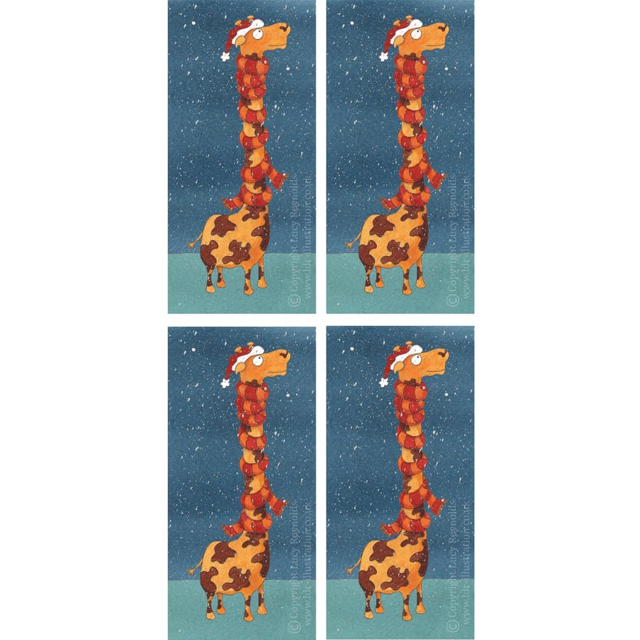 'Giraffe in a Scarf' Christmas Cards - Pack of 4