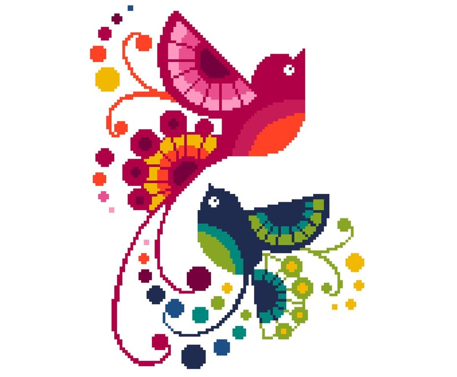 152 - Slavic Turtle Dove Love Birds of Peace - Cross Stitch Pattern