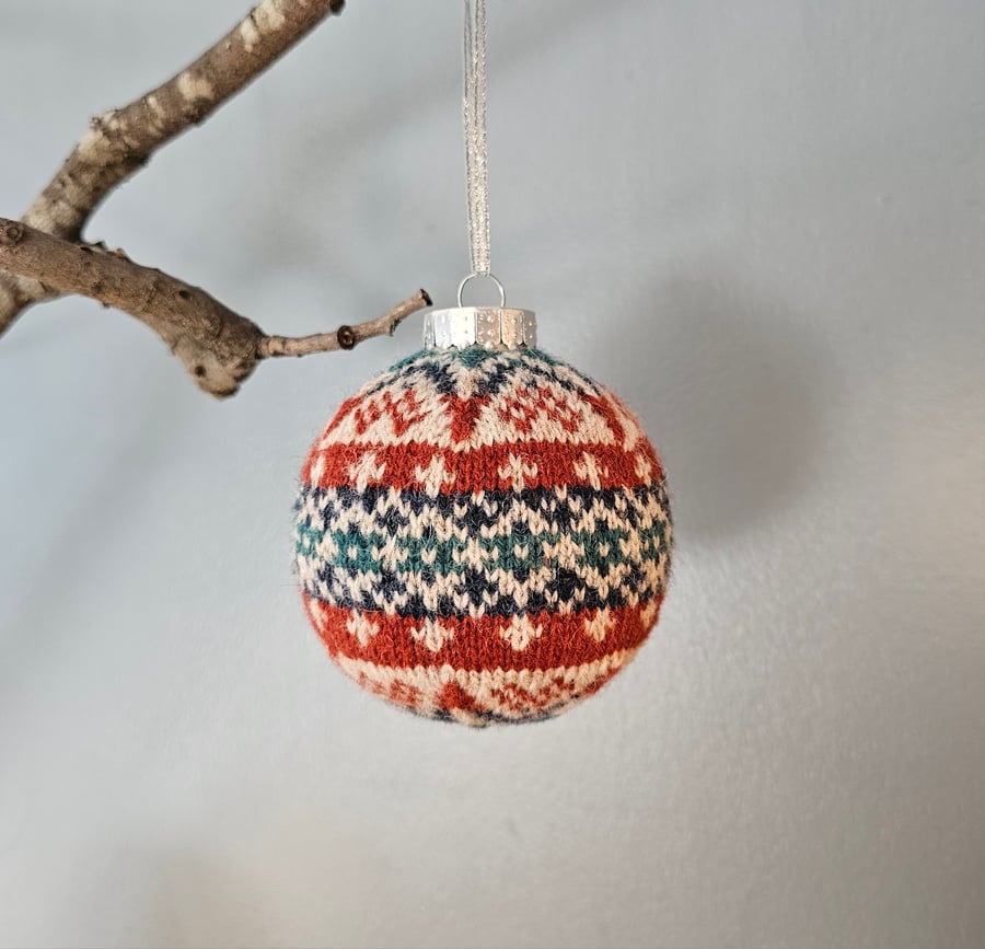 Hand Knit Fair Isle Bauble