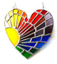 Sun Heart Suncatcher Stained Glass Rainbow Rays Handmade 009 - Image 7
