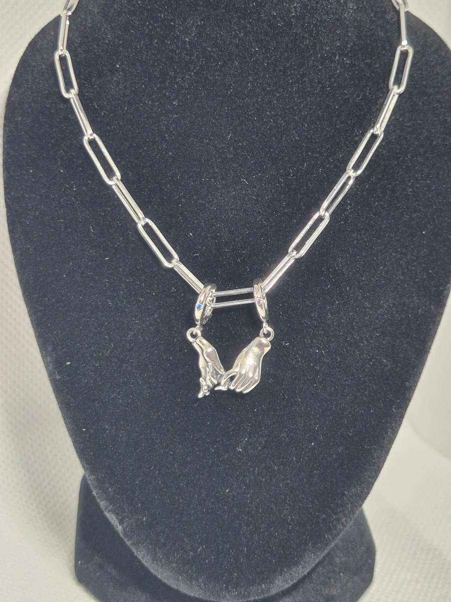 Sterling Silver Pinky Promise on a Silver Paperclip Chain Necklace