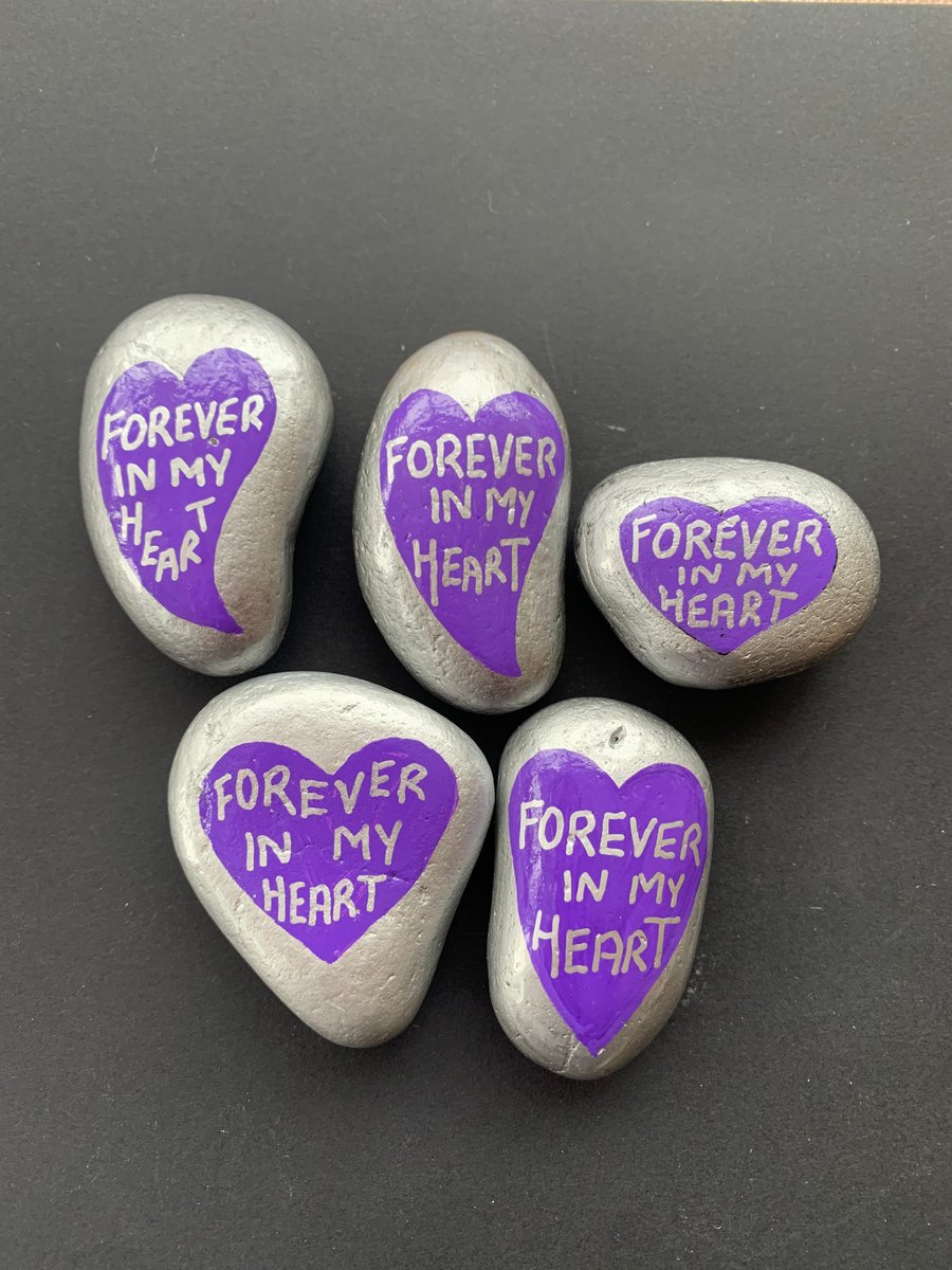 Forever in my Heart stones, Hand-painted grave ornament, Bereavement gift