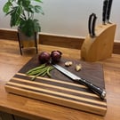 Handmade Walnut & Maple Butcher Block Cutting Board - Kitchen Prep Serving Board