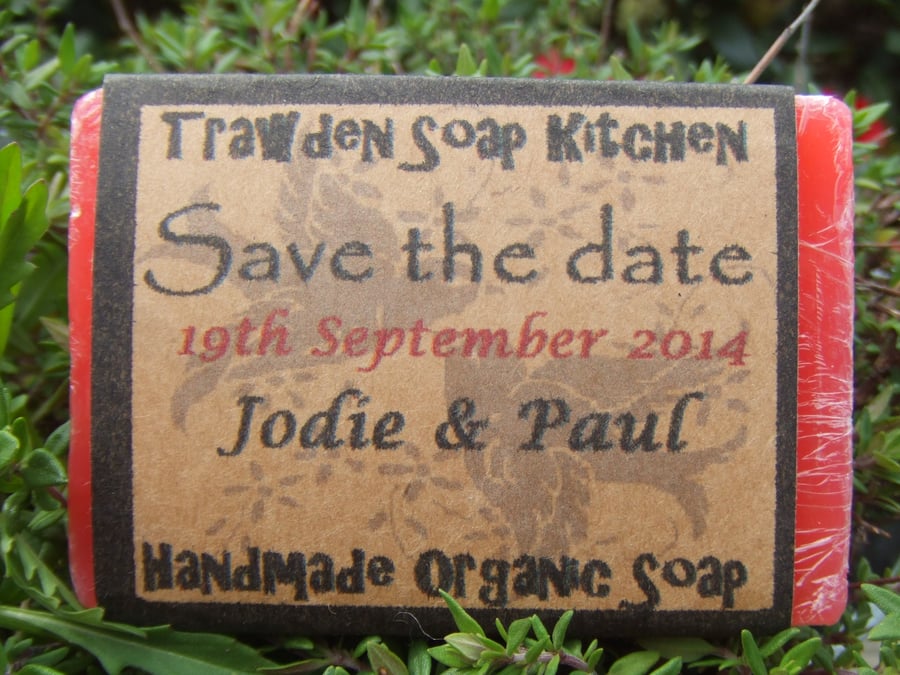 Organic Soap Favours, customised to mark your special occassion or save the date