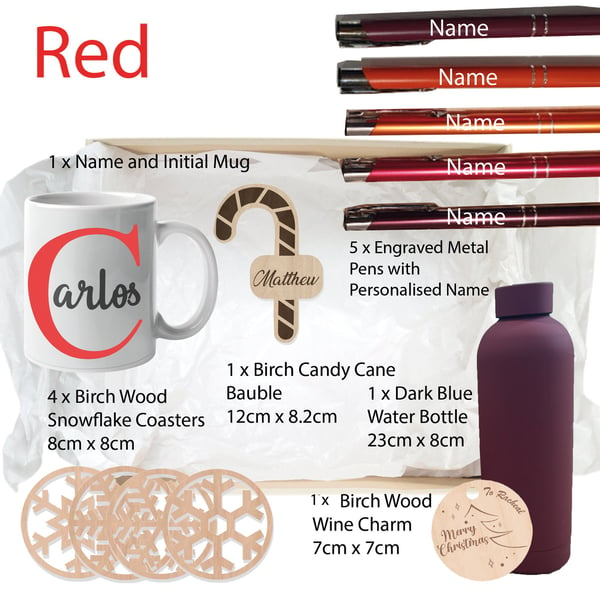 Red or Blue Personalised Christmas Hamper Box Set Gift Xmas Bundle Present