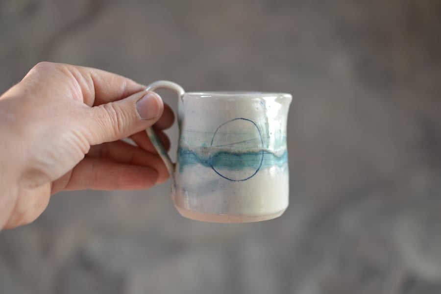 Seascape little jug - beautifully glazed in sea colours