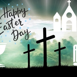 Happy Easter Day Religious Card A5 