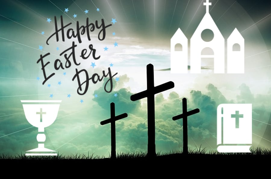Happy Easter Day Religious Card A5 