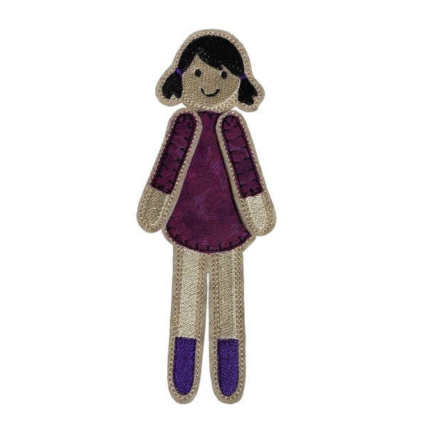 Dolly Bookmark, Textile Bookmark, Embroidered Bookmark, Stitched keepsake