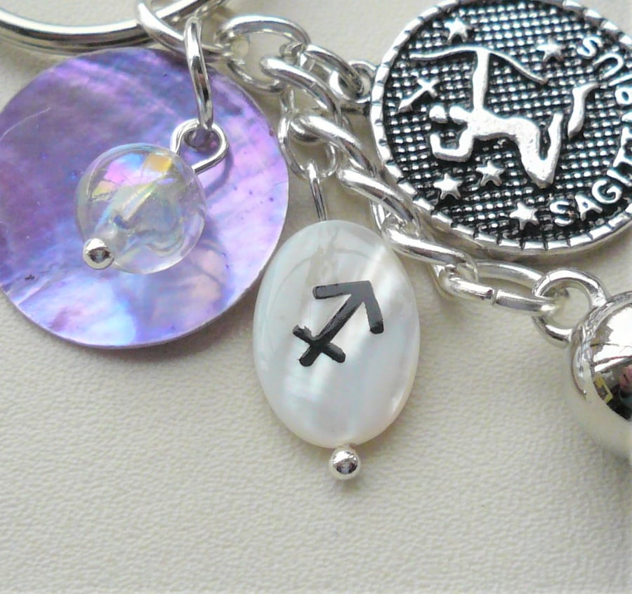 Sagittarius The Archer Star Sign Zodiac Tassel Keyring or Bag Charm  KCJ2637