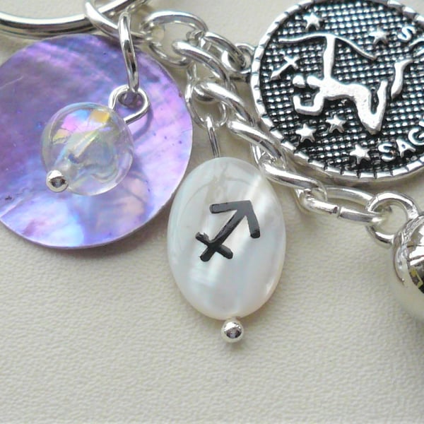 Sagittarius The Archer Star Sign Zodiac Tassel Keyring or Bag Charm  KCJ2637