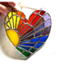 Sun Heart Suncatcher Stained Glass Rainbow Rays Handmade 009 - Image 6