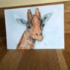 FREE UK POSTAGE A5 blank card of my original giraffe watercolour