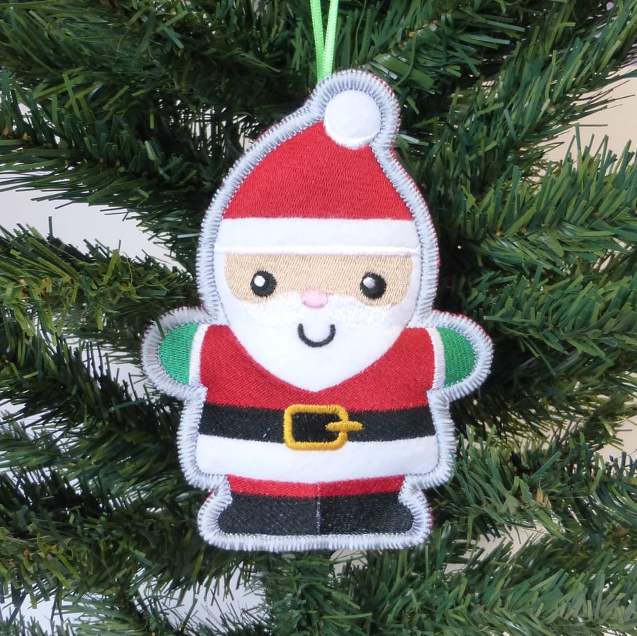 Embroidered Father Christmas decoration. Large size