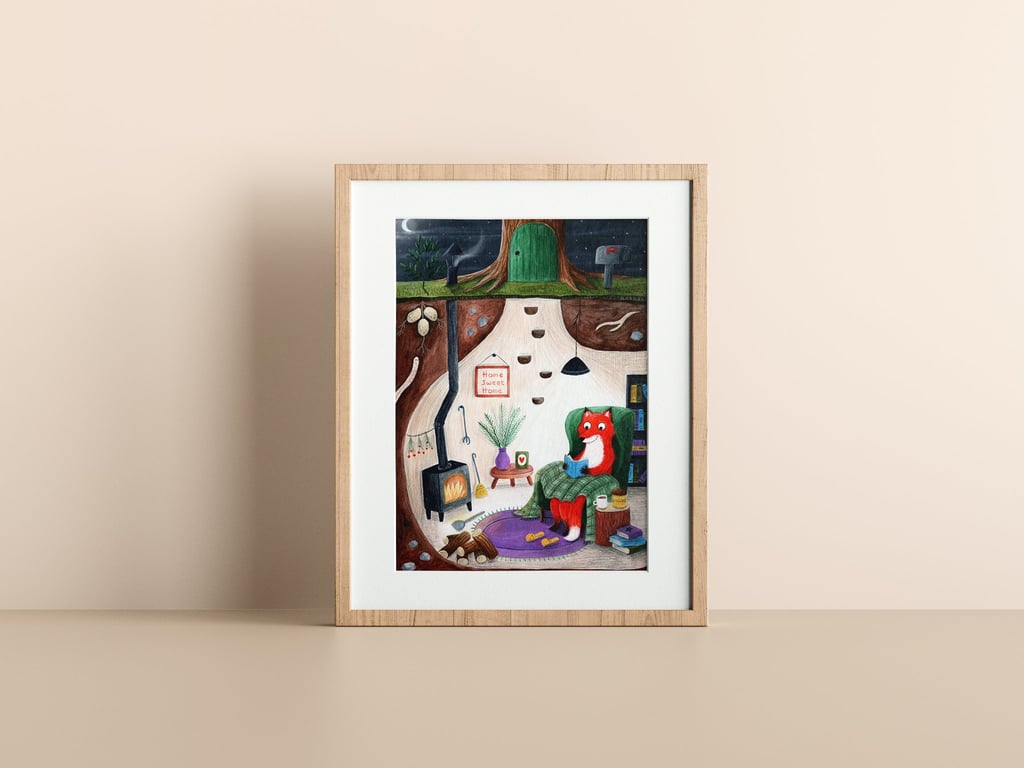 Cosy Fox Art Print - Signed A4 Print