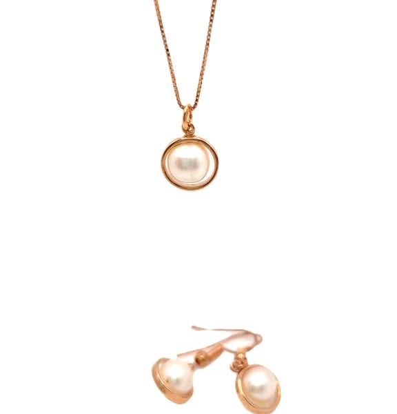 Rose gold plated and freshwater pearl jewellery set
