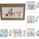5 Children’s Birthday Card Set. Boxed Woodland Animal Cards with Gift Tags. 