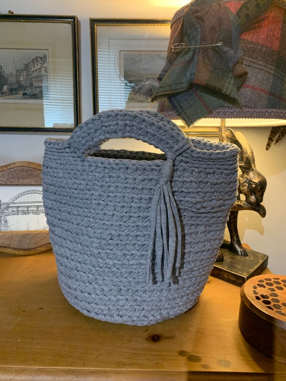 Grey Crochet Handbag