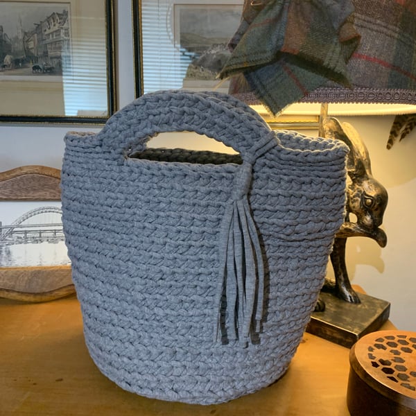Grey Crochet Handbag