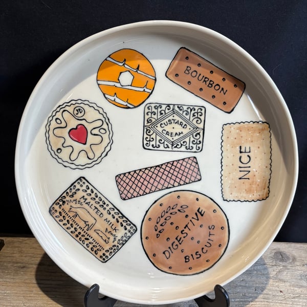 Biscuit Selection Platter - wheel thrown, hand painted and glazed stoneware
