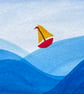 Card, boat greetings card, Fathers day, original artwork, blank, birthday. - Image 5