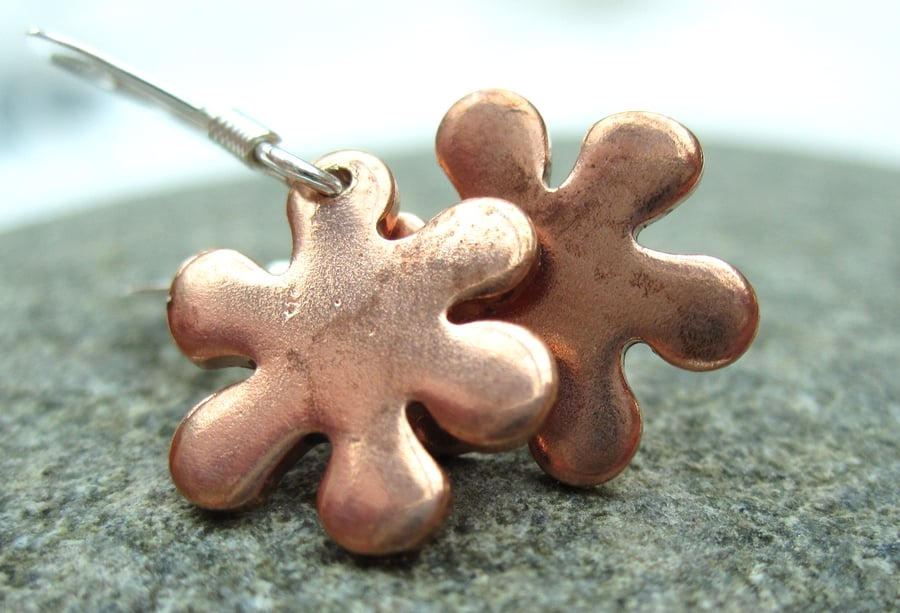 Little Flowers Copper & Sterling Silver Earrings 