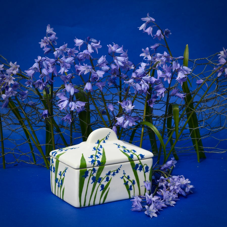 Bluebell Butter Dish - Hand Painted - SALE