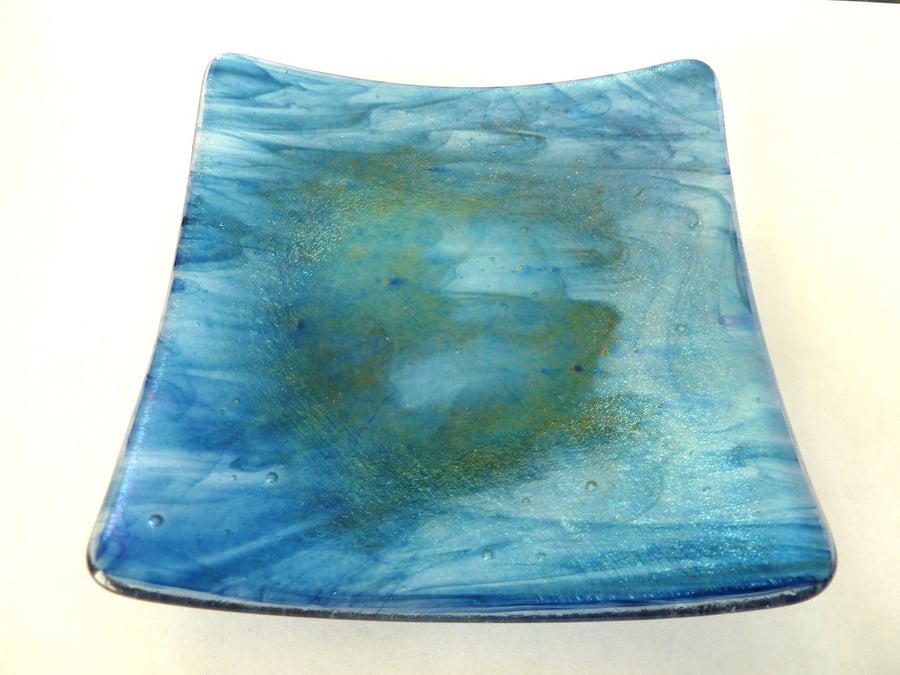 blue iridescent dish