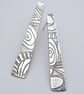 Flat silver stud drop earrings - Image 1