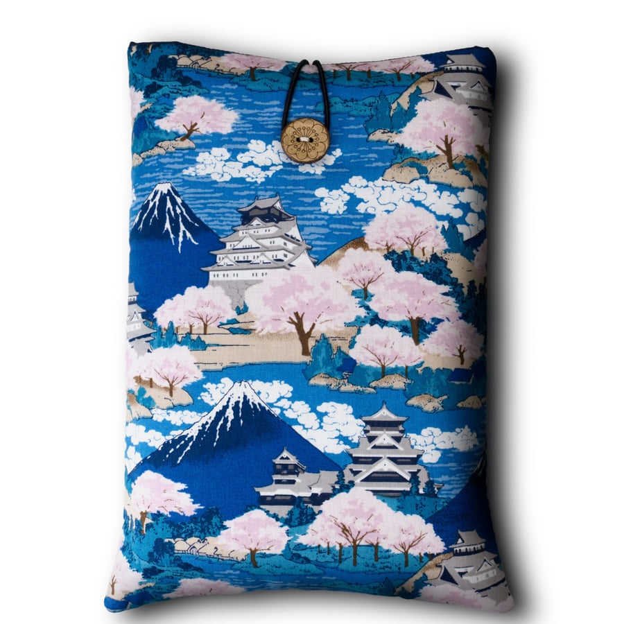 Handmade Book Protector - Mount Fuji and Sakura Japanese Cotton Book Sleeve 