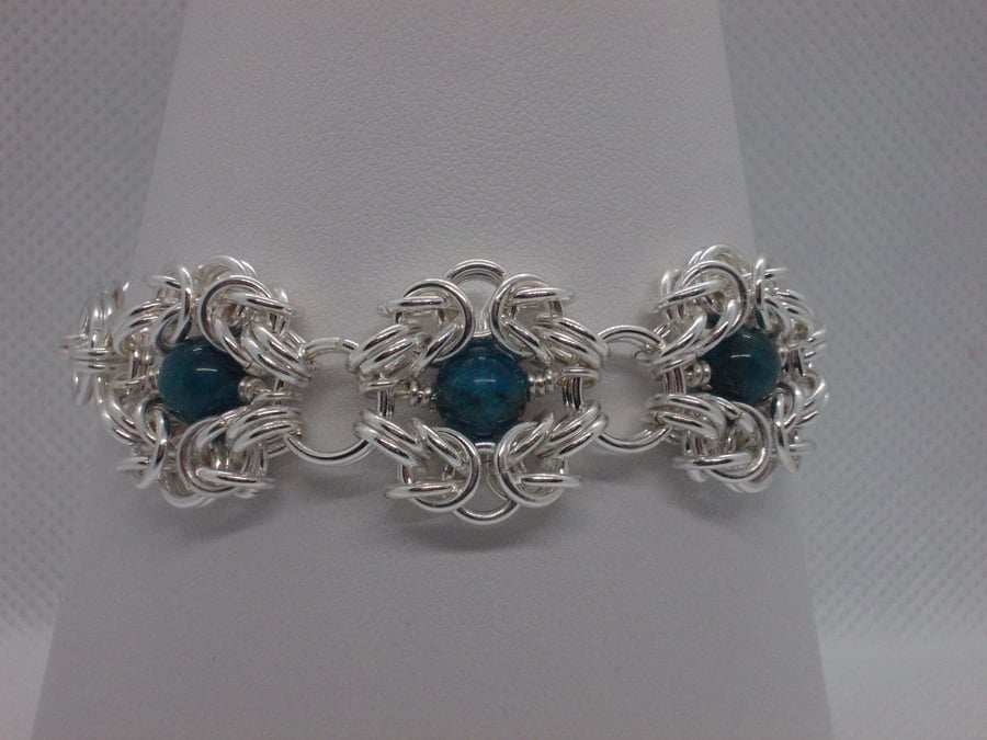 SALE  - Apatite romanov byzantine chainmaille bracelet